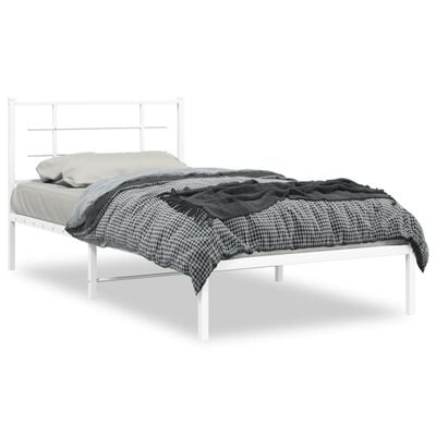 vidaXL Cadre de lit métal sans matelas et tête de lit blanc 100x200 cm