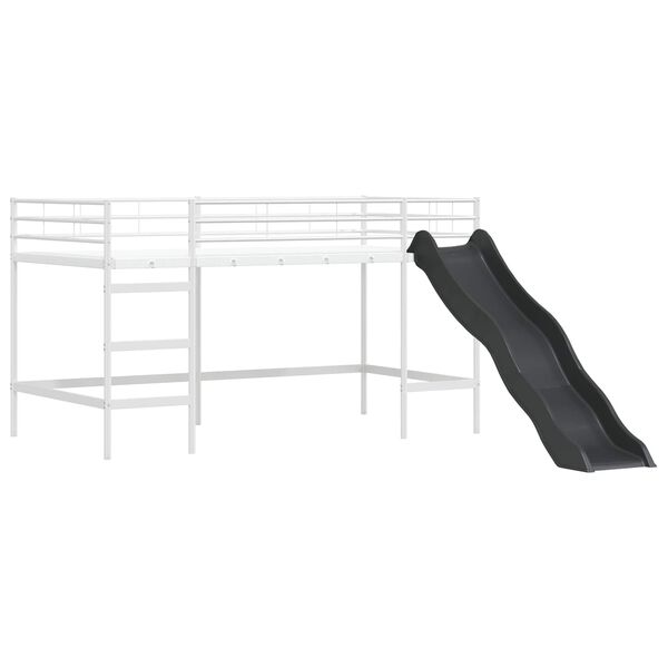 vidaXL Lit superpos&eacute; pour enfants avec toboggan Blanc et anthracite
