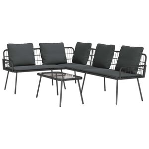 vidaXL Ensemble de canap&eacute; de jardin avec coussin 2 pcs Noir polyrotin