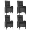 vidaXL Ensemble &agrave; manger de jardin coussins 5pcs Noir R&eacute;sine tress&eacute;e