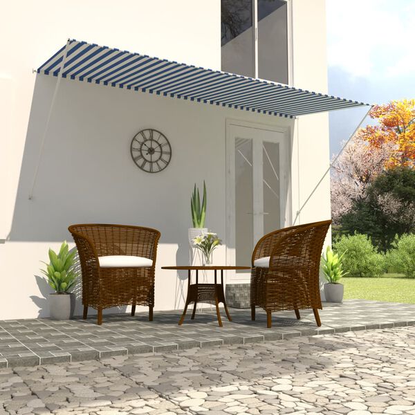 vidaXL Auvent r&eacute;tractable 300x150 cm Bleu et blanc