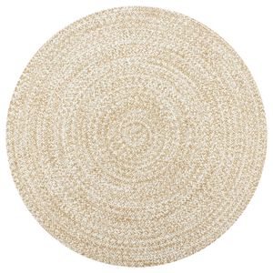 vidaXL Tapis fait &agrave; la main Jute Blanc et naturel 120 cm