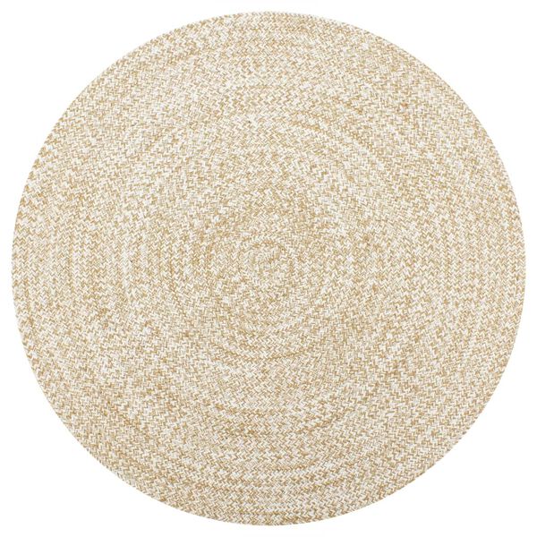 vidaXL Tapis fait &agrave; la main Jute Blanc et naturel 120 cm