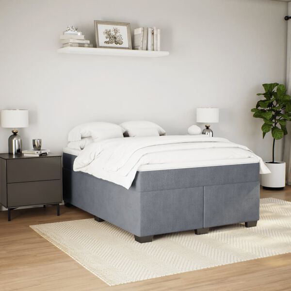 vidaXL Sommier &agrave; lattes de lit et matelas Gris fonc&eacute; 140x190cm Velours
