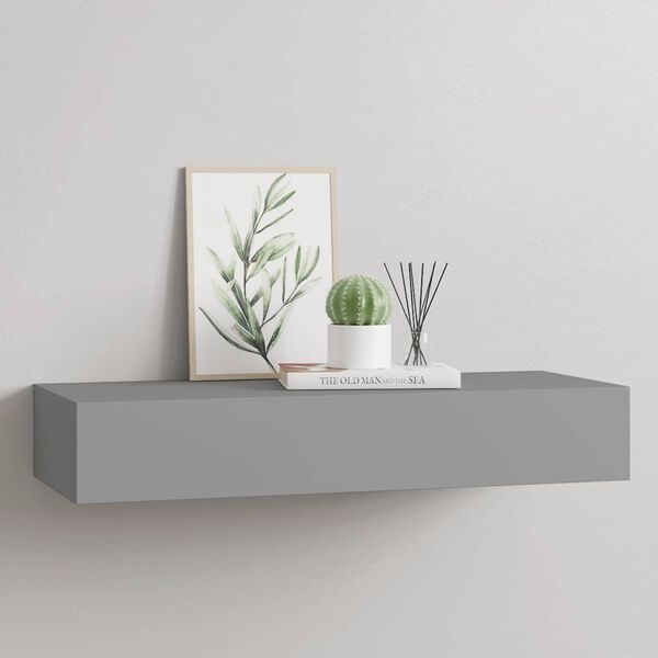 vidaXL &Eacute;tag&egrave;re &agrave; tiroir murale Gris 60x23,5x10 cm MDF