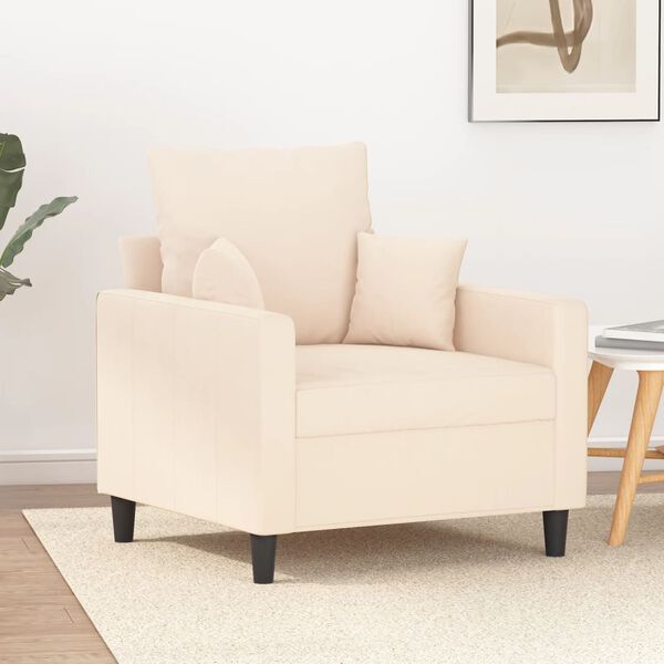 vidaXL Fauteuil Cr&egrave;me 60 cm Velours