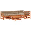 vidaXL Ensemble de salon de jardin 6 pc Brun cire Bois de pin massif