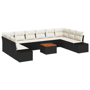 vidaXL Ensemble de canap&eacute; de jardin 11 pcs Noir et blanc