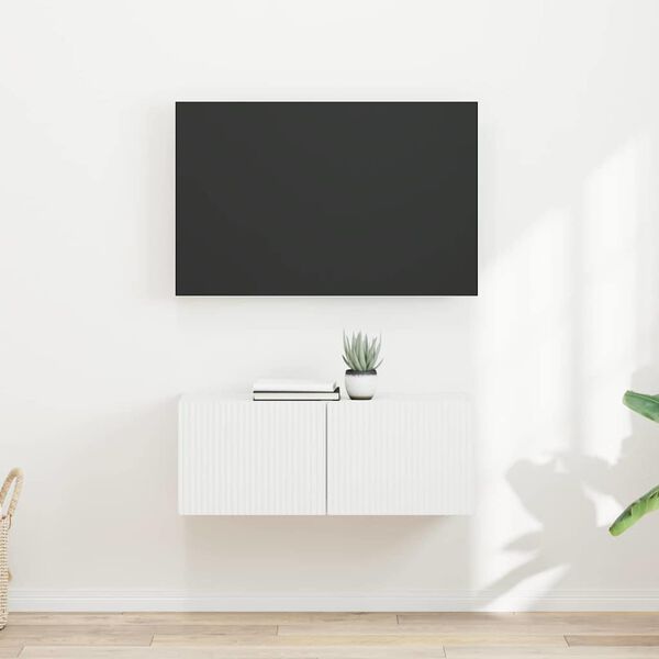 vidaXL Meuble TV mural 2 pcs Blanc 60 x 31 x 29.5 cm Bois d'ing&eacute;nierie
