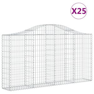 vidaXL Paniers &agrave; gabions arqu&eacute;s 25 pcs 200x30x100/120 cm Fer galvanis&eacute;