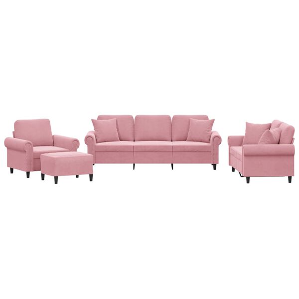vidaXL Ensemble de canap&eacute;s 4 pcs avec coussins rose velours