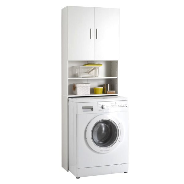 FMD Armoire pour machine &agrave; laver avec espace de rangement Blanc