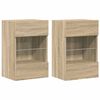 vidaXL Meubles muraux avec lumi&egrave;res LED pour TV 2 pcs ch&ecirc;ne sonoma 40x30x60,5 cm