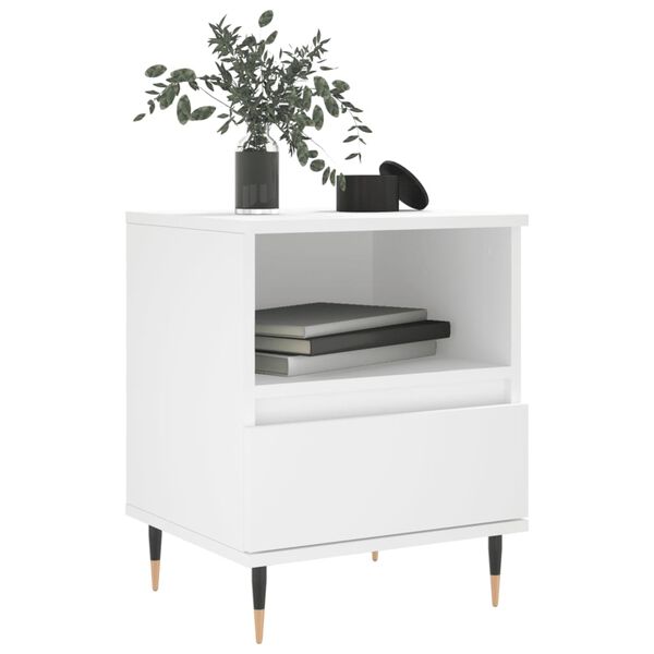 vidaXL Tables de chevet 2 pcs blanc 40x35x50 cm bois d&rsquo;ing&eacute;nierie