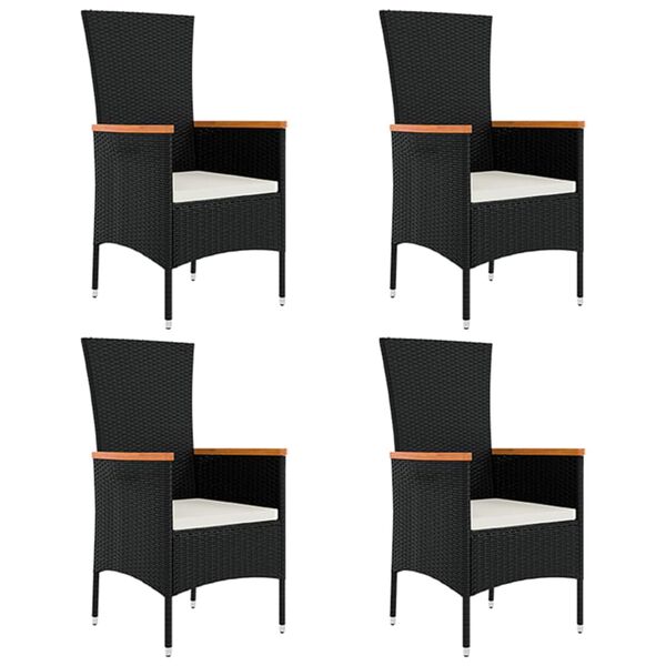 vidaXL Ensemble &agrave; manger de jardin coussins 5pcs Noir R&eacute;sine tress&eacute;e
