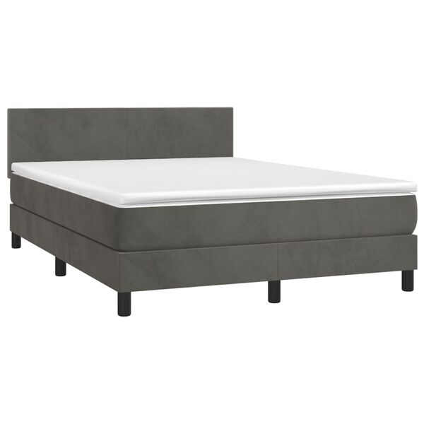 vidaXL Sommier &agrave; lattes de lit avec matelas LED Gris fonc&eacute; 140x190 cm