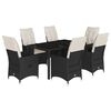 vidaXL Ensemble &agrave; manger de jardin coussins 7pcs Noir R&eacute;sine tress&eacute;e
