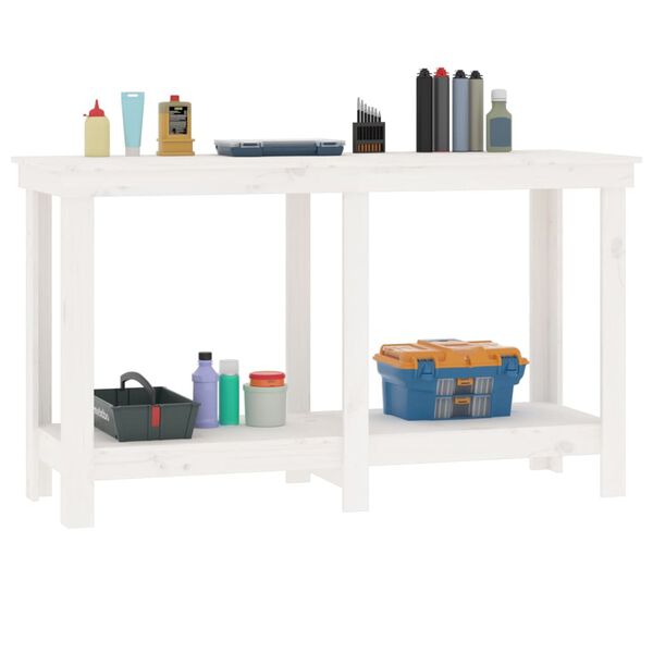 vidaXL Banc de travail Blanc 140x50x80 cm Bois de pin massif
