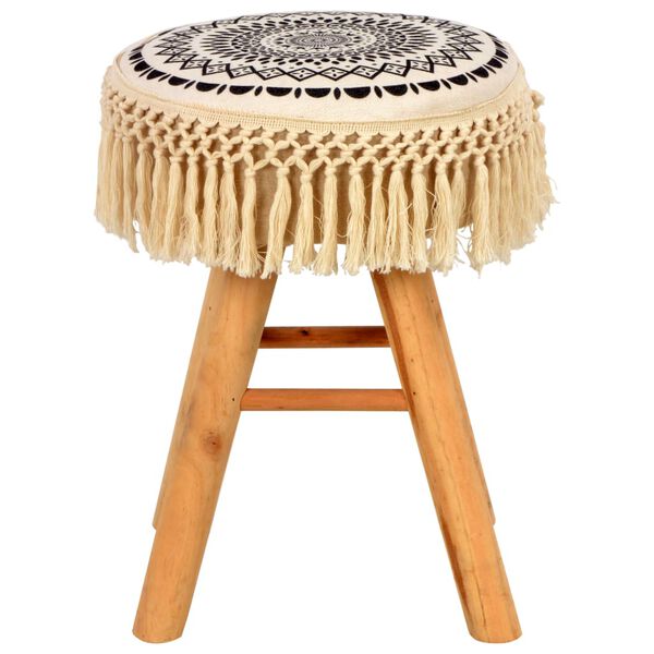 vidaXL Tabouret Blanc et noir Tissu