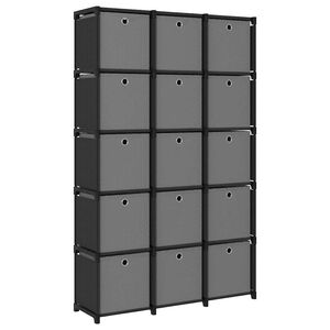 vidaXL &Eacute;tag&egrave;re &agrave; 15 cubes avec bo&icirc;tes Noir 103x30x175,5 cm Tissu