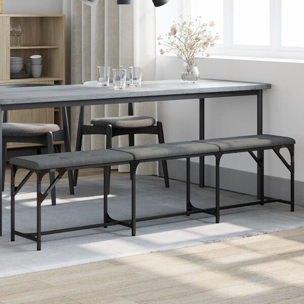 vidaXL Banc &agrave; manger gris fonc&eacute; 186x32x45 cm acier et tissu