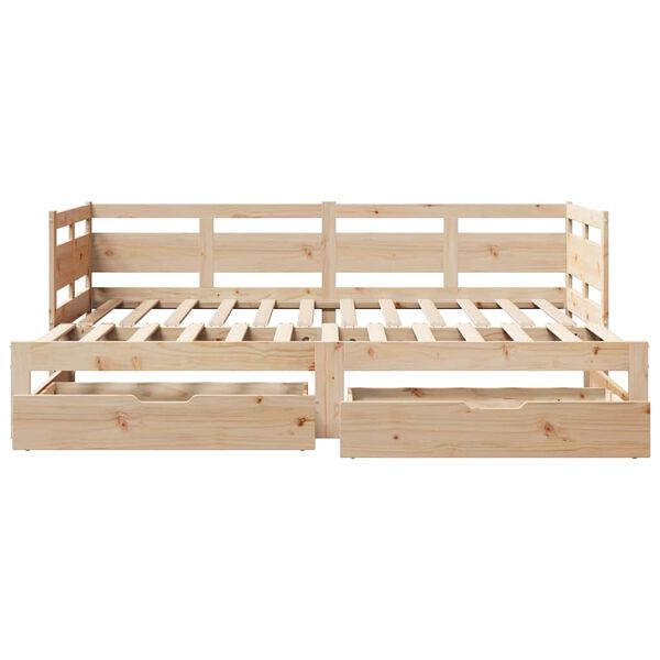 vidaXL Lit de jour avec gigogne et tiroirs sans matelas 90x190 cm