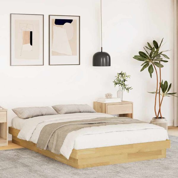 vidaXL Cadre de lit sans matelas 120x200 cm bois massif de chêne