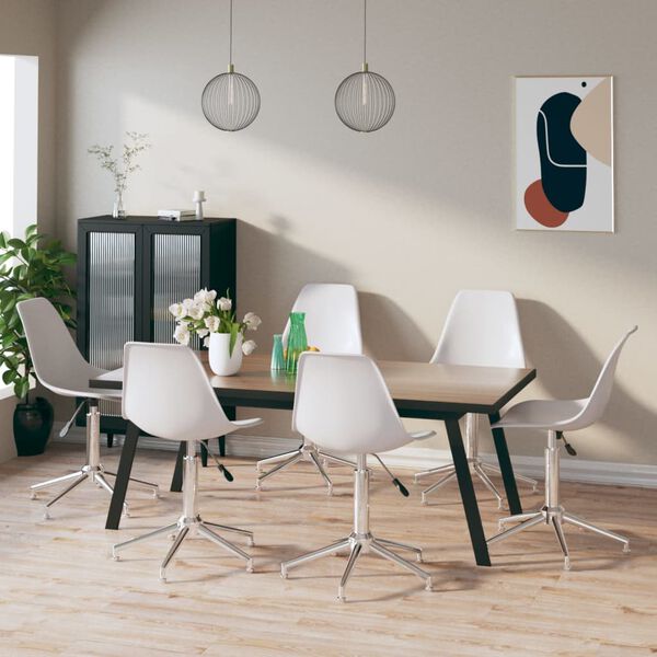 vidaXL Chaises pivotantes &agrave; manger lot de 6 blanc PP