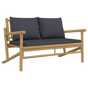 vidaXL Banc de jardin avec coussins gris fonc&eacute; bambou