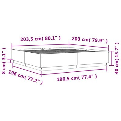 vidaXL Cadre de lit avec LED sans matelas blanc 200x200 cm