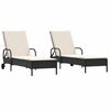 vidaXL Chaises longues avec coussins lot de 2 noir r&eacute;sine tress&eacute;e