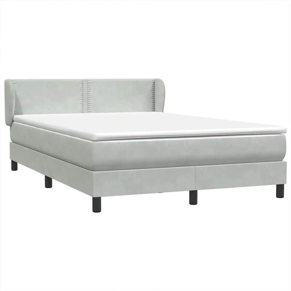 vidaXL Sommier &agrave; lattes de lit et matelas gris clair 140x220cm velours