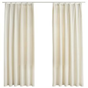 vidaXL Rideaux occultants avec crochets 2 pcs Velours Cr&egrave;me 140x175 cm