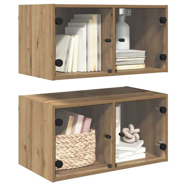 vidaXL Cabinets muraux 2 pcs Ch&ecirc;ne artisanal 68 x 37 x 35 cm