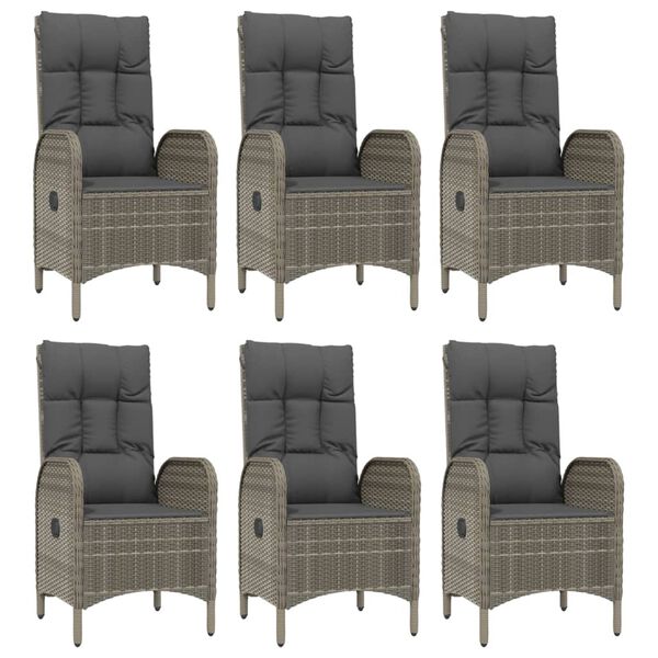 vidaXL Ensemble &agrave; manger jardin et coussins 7 pcs Noir et gris Rotin