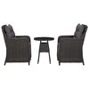 vidaXL Chaises de jardin avec table &agrave; th&eacute; lot de 2 R&eacute;sine tress&eacute;e Noir