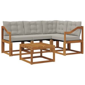 vidaXL Ensemble de canap&eacute;s d'ext&eacute;rieur 5 pc Gris Naturel et Clair