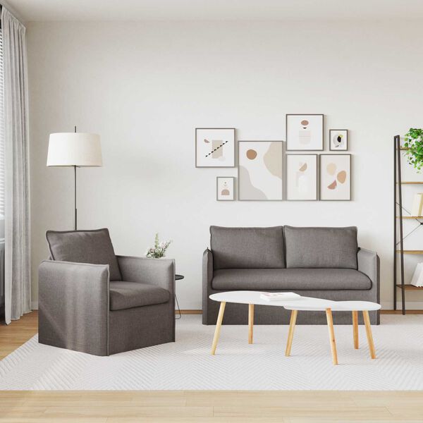 vidaXL Canap&eacute; 2 pcs Taupe 196 x 82 x 85 cm tissu