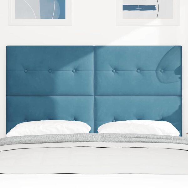 vidaXL T&ecirc;te de lit LED avec des lumi&egrave;res &agrave; LED Bleu 144 cm Polyester