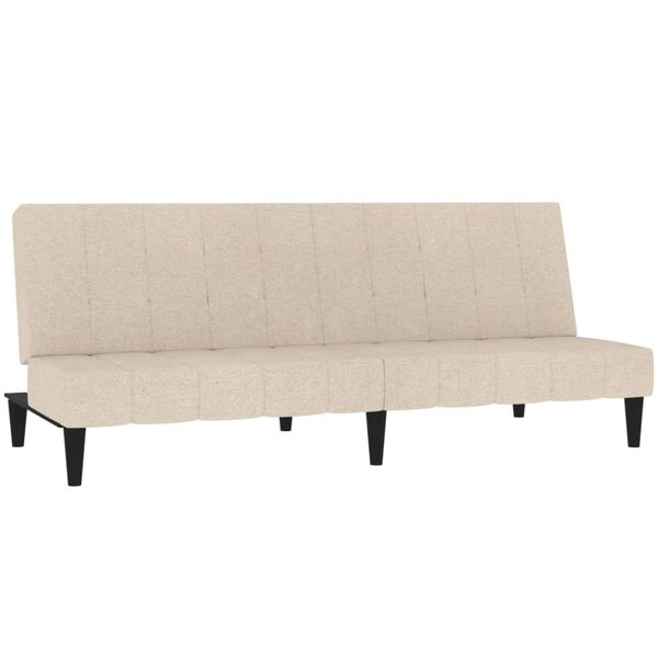 vidaXL Canap&eacute;-lit &agrave; 2 places avec tabouret Cr&egrave;me Tissu microfibre