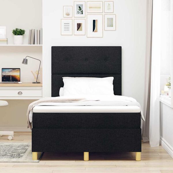 vidaXL Lit &agrave; ressort LED avec matelas Noir 120 x 190 cm tissu