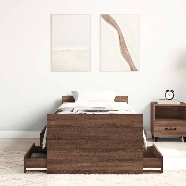 vidaXL Cadre de lit sans matelas chêne marron 75x190 cm
