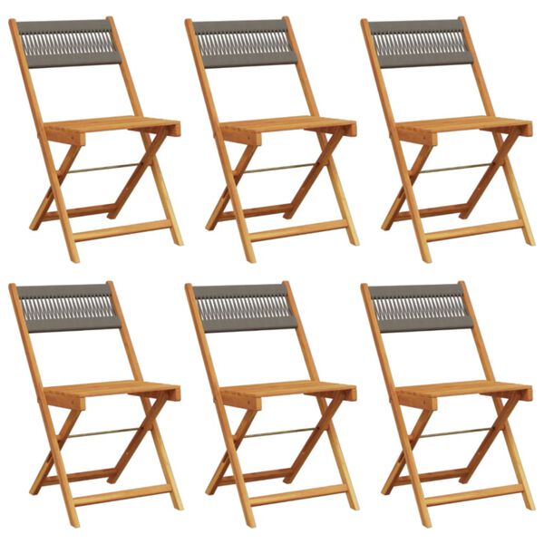 vidaXL Chaises de jardin pliables lot de 6 gris bois d'acacia massif