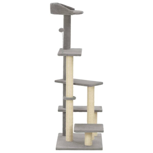 vidaXL Arbre &agrave; chat avec griffoir en sisal Gris 125 cm