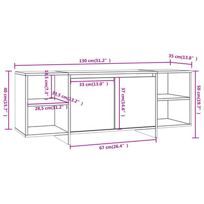 vidaXL Meuble TV Gris béton 130x35x50 cm Bois d'ingénierie