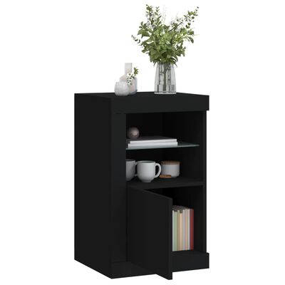 vidaXL Armoire latérale avec lumières LED noir bois d'ingénierie