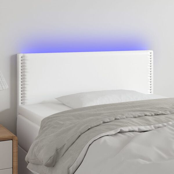 vidaXL T&ecirc;te de lit &agrave; LED Blanc 90x5x78/88 cm Similicuir