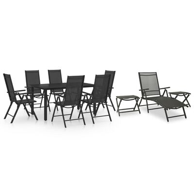 vidaXL Ensemble de salle à manger de jardin 10 pcs Noir et anthracite