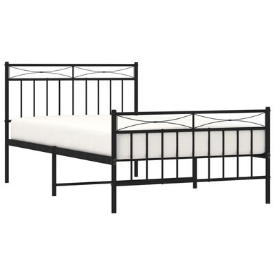 vidaXL Cadre de lit métal sans matelas et pied de lit noir 100x200 cm