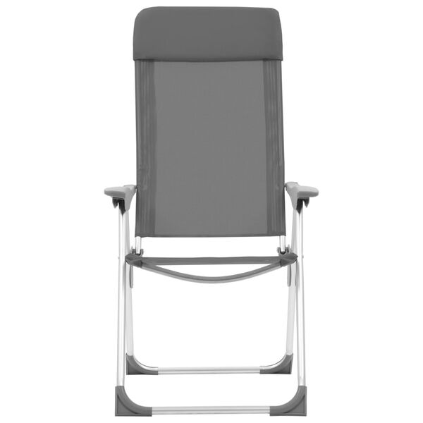 vidaXL Chaises de camping pliables lot de 4 Gris Aluminium